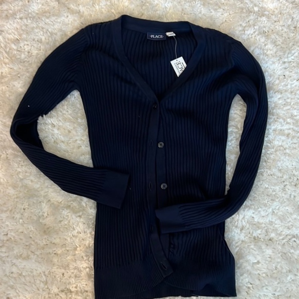Children’s Place sweater button up New Sz 14 Navy